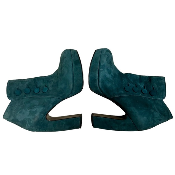 SIXTYSEVEN 67 GREEN SUEDE PLATFORM ANKLE BOOTIE BOOT 7 / 37 - Picture 2 of 10